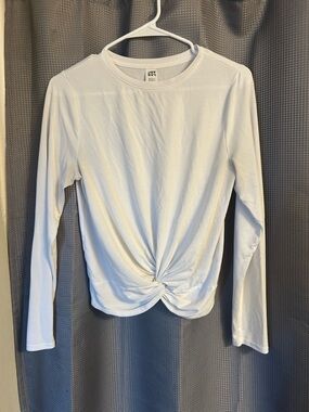 JoyLab White Long Sleeve Knot-Front Tee